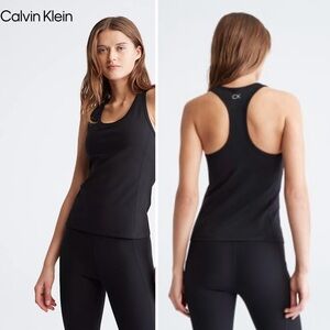 Calvin Klein Performance Tank Top - Size M - Black Racerback with Built-in Bra